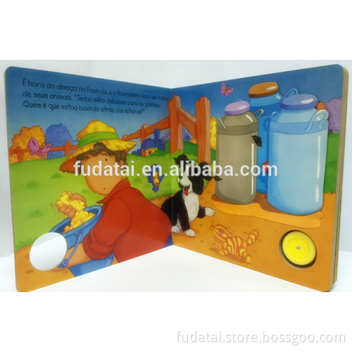 FDT customized cheap and lovely kids educational board book with electronic sound module